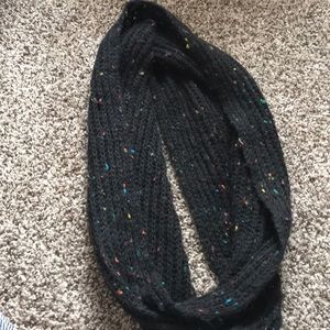 Black/multi colored speckled infinity scarf